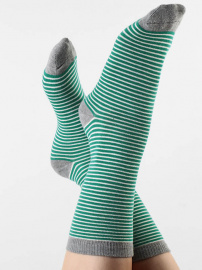 Socken - grün/natur/grau gestreift