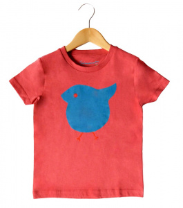 Shirt "Vogel" - carmine/blau