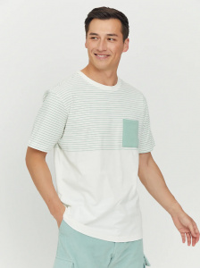 T-Shirt "Felton Striped" - off white/cobalt