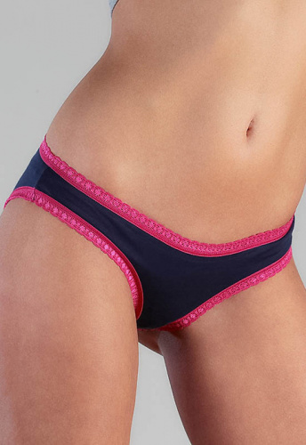 Damenslip mit Spitze - dunkelblau/rosa