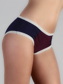 Culotte tricolore avec dentelle - bleu/aubergine/blanc