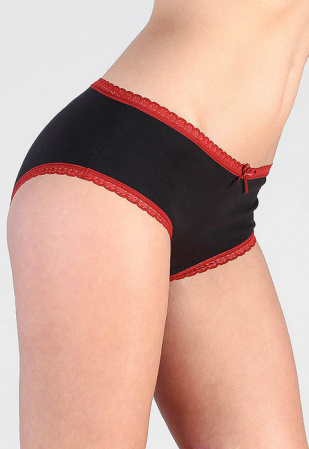 Damen Hipster mit Spitze - schwarz/rot Damen Hipster mit Spitze - schwarz/rot