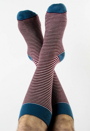 Strümpfe - bordeaux/natur/blau gestreift