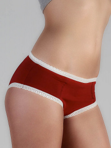 Damen Hipster mit Spitze - rot/natur