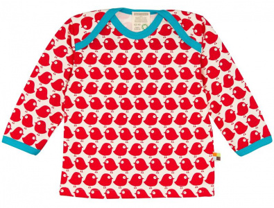 Longsleeve Shirt "Birds" - tomato