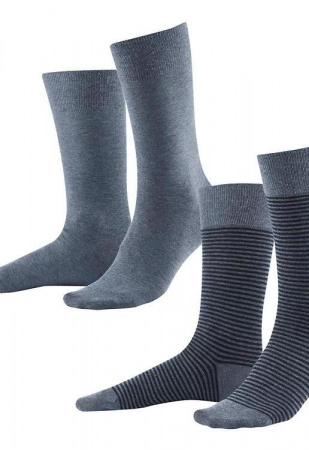 Herrenstrümpfe, 2er Pack - blaugrau meliert