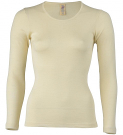 Shirt, long sleeves, from wool/silk - natural