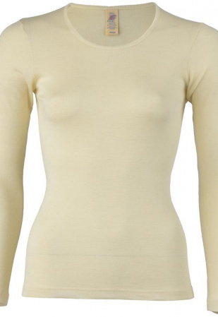 Damen-Unterhemd, lange Arme, aus Wolle/Seide - natur Damen-Unterhemd, lange Arme, aus Wolle/Seide - natur