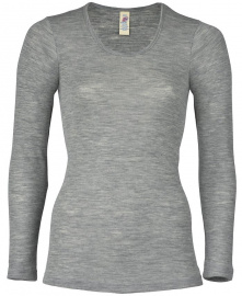 Shirt, Long Sleeved (Wool and Silk) - light grey melange