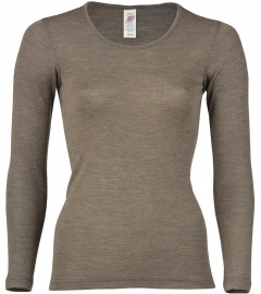 Damen-Unterhemd, lange Arme, aus Wolle/Seide - walnuss Damen-Unterhemd, lange Arme, aus Wolle/Seide - walnuss