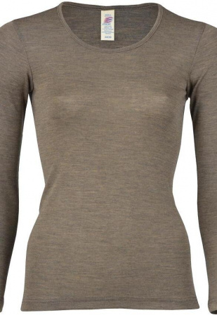 Damen-Unterhemd, lange Arme, aus Wolle/Seide - walnuss Damen-Unterhemd, lange Arme, aus Wolle/Seide - walnuss