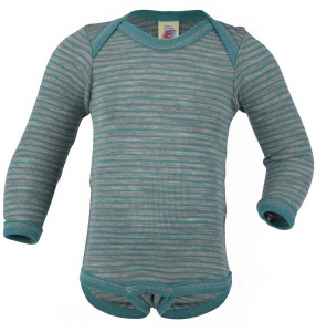 Body, Long Sleeved (Wool and Silk) - light grey/turquoise