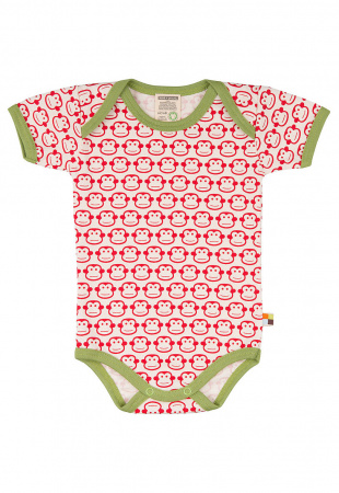 Kurzarm Body "Affe" - rot