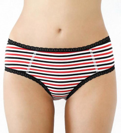 Ladies Hipster - white/red/black striped