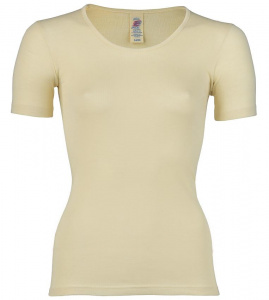 Unterhemd, kurze Arme, aus Wolle/Seide - natur