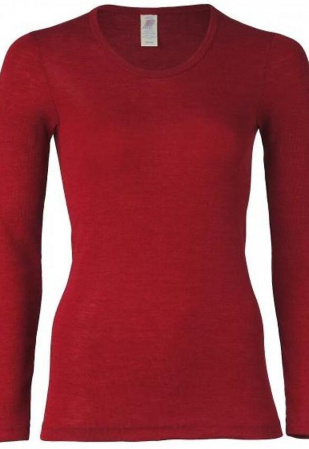 Damen-Unterhemd, lange Arme, aus Wolle/Seide - malve Damen-Unterhemd, lange Arme, aus Wolle/Seide - malve