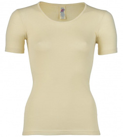 Womens short sleeve shirt, wool/silk - natural