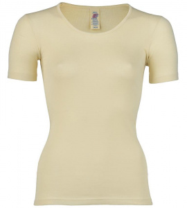 Damen Unterhemd kz. Arm, Wolle/Seide - natur