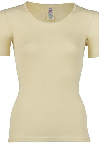 Damen Unterhemd kz. Arm, Wolle/Seide - natur