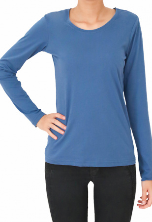 Damen Langarmshirt - denimblau