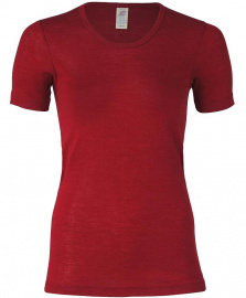 Womens short sleeve Shirt, wool/silk - malve