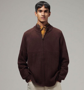 Mens Zip Up Sweater - braun