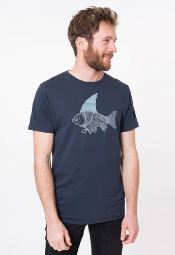 Zerum Herren T-Shirt "Haiflosse" - navy