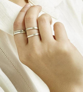 4er-Set Ringe - silber