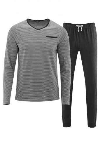 Herren-Schlafanzug - grau/anthrazit