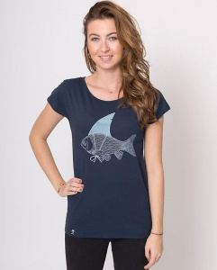 Zerum Womens T-Shirt "Haiflosse" - navy