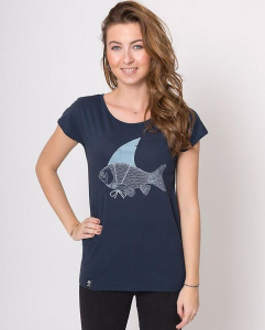 Zerum Damen T-Shirt "Haiflosse" - navy