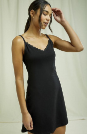 Jersey-Kleid mit Spitze - schwarz