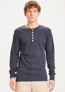 Feinripp Henley - dunkelblau