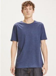 Basic Regular Fit O-Neck T-Shirt - blau meliert