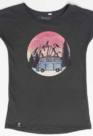 Zerum Damen T-Shirt "Bus" - dunkelgrau