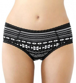 Damen Hipster mit Spitze - schwarz