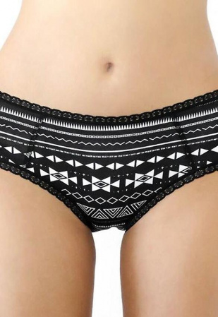 Damen Hipster mit Spitze - schwarz