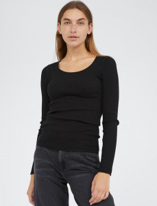Feinstrick-Pullover "Alaania Crew Neck" - schwarz