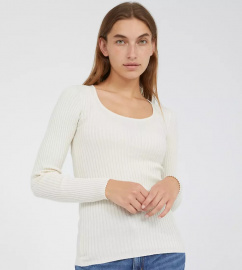 Feinstrick-Pullover "Alaania Crew Neck" - oatmilk