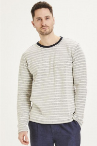 Gestreiftes Longsleeve - weiß/navy