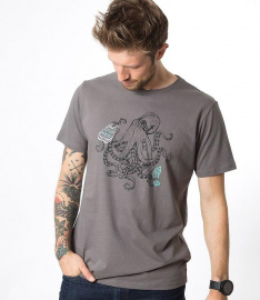 Zerum Mens T-Shirt "Octopus" - stone