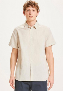 Short Sleeved Cotton Linen Shirt  - light feather gray