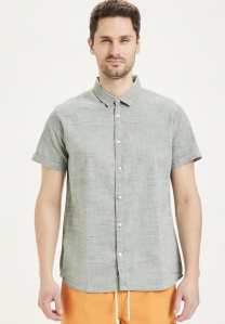 Short Sleeved Cotton Linen Shirt - pineneedle