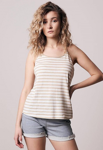 Bleed Damen Leinen-Top "Striped"  - sand