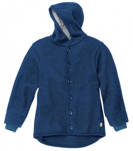 Hooded jacket from boiled wool - marine