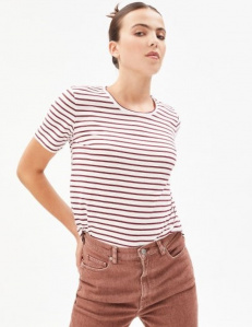 Shirt "Minaa Stripes" - off white/ruby red