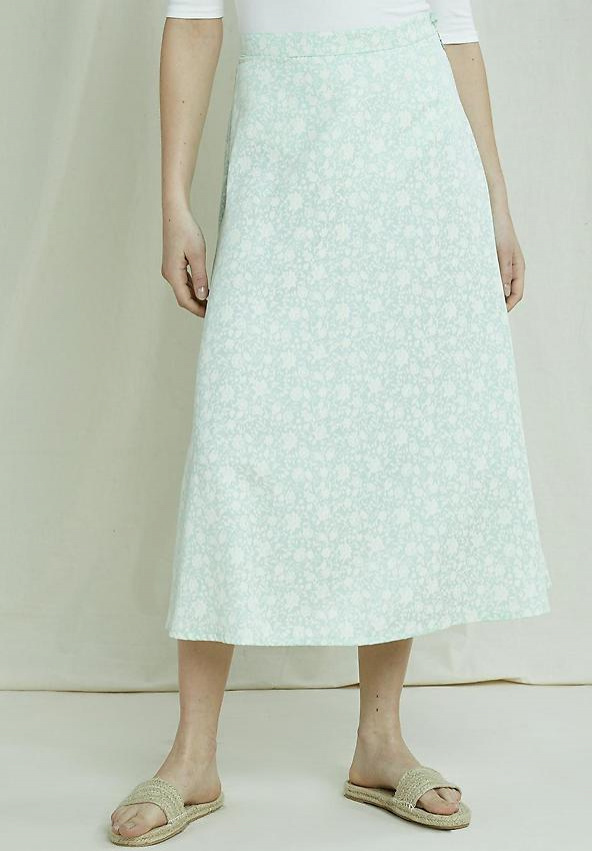 Alison Silhouette Floral Skirt - green