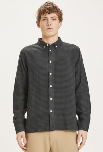 Double Layer Checked Shirt - forrest night