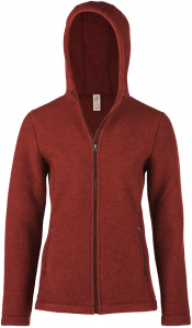 Damen-Kapuzenjacke aus Wollfleece - terracotta