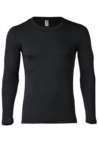 Herren-Unterhemd, lange Arme, (Wolle/Seide) - schwarz Herren-Unterhemd, lange Arme, (Wolle/Seide) - schwarz